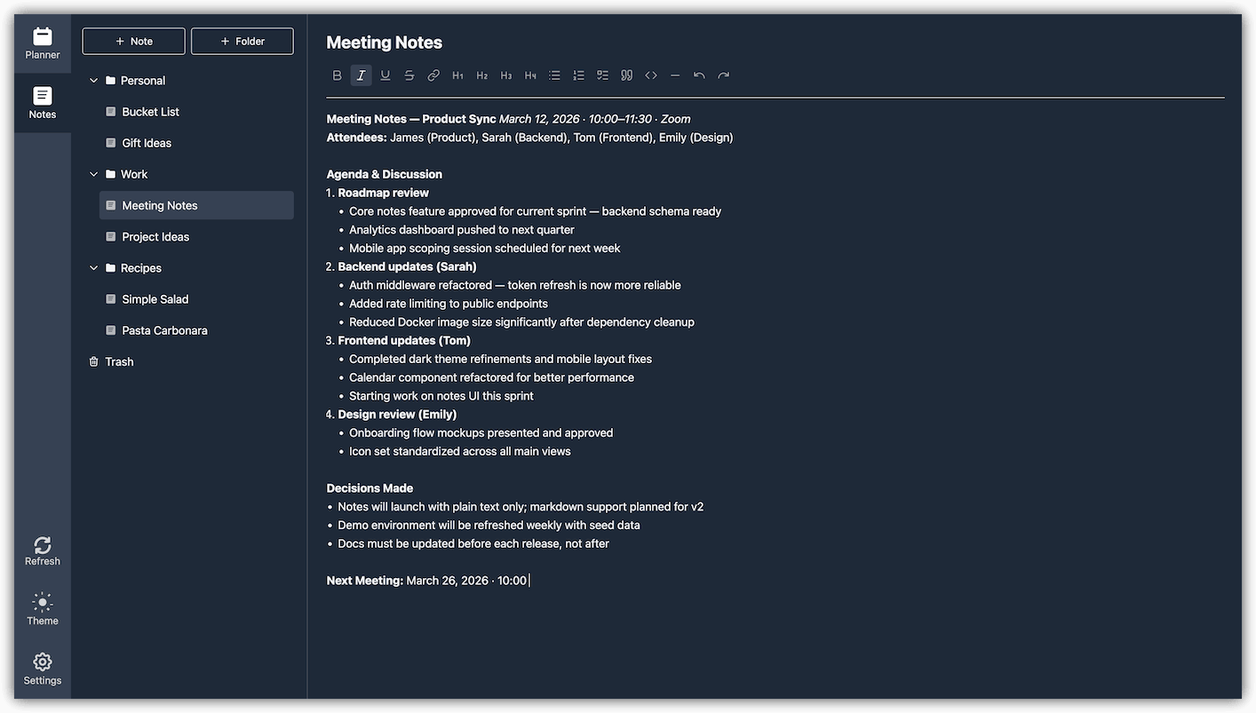 Notes screenshot
