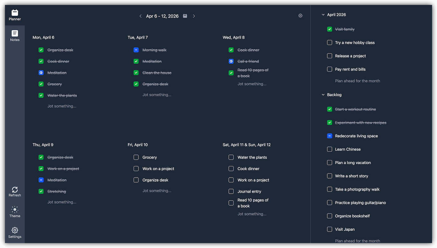 Planner Weekly screenshot